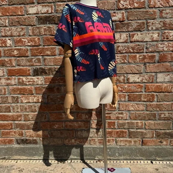 SOLD ELSEWHERE FARM Rio Anthropologie colorful athletic crop top / S - Picture 7 of 12